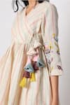 Shop_Leela By A_White Jute Printed Geometric V Neck Angrakha And Pant Set _Online_at_Aza_Fashions