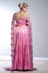 Shop_Ambrosia_Pink 100% Nylon Mesh Embroidered Sequin Work Square Neck Cape Lehenga Set _at_Aza_Fashions