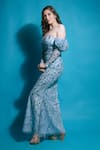 Shop_Ambrosia_Blue Nylon Mesh Off Shoulder Embroidered Gown_at_Aza_Fashions