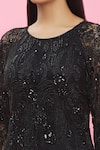 Ambrosia_Black 100% Nylon Mesh Sequin, Bead Round Embellished Dress _at_Aza_Fashions