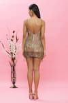 Shop_Ambrosia_Gold 100% Nylon Mesh Embellished Sequin V Neck Strappy Short Dress _at_Aza_Fashions