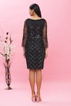 Shop_Ambrosia_Black 100% Nylon Mesh Embroidery Sequin Round Geometric Dress _at_Aza_Fashions