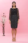 Shop_Ambrosia_Black 100% Nylon Mesh Embroidery Sequin Round Geometric Dress _Online_at_Aza_Fashions