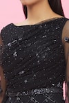 Ambrosia_Black 100% Nylon Mesh Embroidery Sequin Round Geometric Dress _at_Aza_Fashions