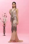 Buy_Ambrosia_Pink Nylon Mesh Sequin Embellished Gown_at_Aza_Fashions