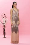 Ambrosia_Pink Nylon Mesh Sequin Embellished Gown_Online_at_Aza_Fashions