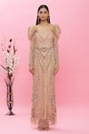 Shop_Ambrosia_Pink 100% Nylon Mesh Embellished Sequin Sweetheart Neck Puffed Sleeve Gown _Online_at_Aza_Fashions