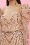 Ambrosia_Pink 100% Nylon Mesh Embellished Sequin Sweetheart Neck Puffed Sleeve Gown _at_Aza_Fashions