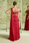 Shop_Sanjev Marwaaha_Red Georgette Embroidered Cutdana Tiered Pre-draped Lehenga Saree With Blouse_at_Aza_Fashions
