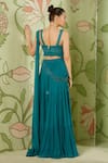 Sanjev Marwaaha_Green Georgette Embroidered Cutdana Tiered Pre-draped Lehenga Saree With Blouse _Online_at_Aza_Fashions