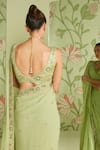 Shop_Sanjev Marwaaha_Green Georgette Embroidered Bead Work V Neck Floral Saree With Blouse _at_Aza_Fashions