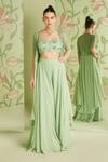 Buy_Sanjev Marwaaha_Green Georgette Bead Work, Cutdana Work, Floral Embroidered Jacket Pant Set_at_Aza_Fashions