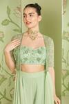 Buy_Sanjev Marwaaha_Green Georgette Bead Work, Cutdana Work, Floral Embroidered Jacket Pant Set_Online_at_Aza_Fashions