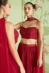 Sanjev Marwaaha_Red Sequin Work Choli Lehenga Set_Online_at_Aza_Fashions