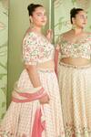Sanjev Marwaaha_White Modal Satin Floral Embroidered Blouse Lehenga Set_Online_at_Aza_Fashions