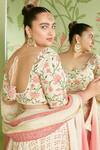 Buy_Sanjev Marwaaha_White Modal Satin Floral Embroidered Blouse Lehenga Set_Online_at_Aza_Fashions