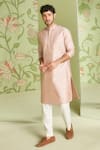 Shop_Sanjev Marwaaha_Pink Cotton Silk Embroidered Thread Work Placket Kurta Set _at_Aza_Fashions