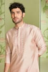 Buy_Sanjev Marwaaha_Pink Cotton Silk Embroidered Thread Work Placket Kurta Set _Online_at_Aza_Fashions