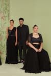 Sanjev Marwaaha_Black Cotton Silk Bead And Sequin Geometric Embroidered Long Jacket Kurta Set _Online_at_Aza_Fashions