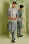 Buy_Sanjev Marwaaha_Grey Cotton Silk Cutdana Embroidered Bundi Kurta Set_at_Aza_Fashions