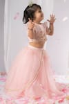 Lil Angels_Pink Organza, Silk, Cotton Beads, Sequins Embroidered Blouse And Lehenga Set _Online_at_Aza_Fashions