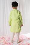 Shop_Lil Angels_Green Chanderi Silk, Cotton, Chiffon Embroidery Chikankari Kurta And Churidar Set _at_Aza_Fashions