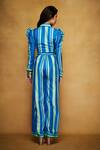 Shop_Gulabo by Abu Sandeep_Green Modal Satin Stripe Print Cropped Shirt_at_Aza_Fashions