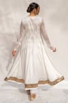 Shop_Myaara_White Anarkali Chanderi Blend, Dupatta Kota Doriya, Pant Chandani Set _at_Aza_Fashions