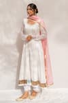 Myaara_White Anarkali Chanderi Blend, Dupatta Kota Doriya, Pant Chandani Set _Online_at_Aza_Fashions