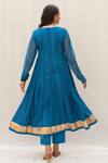 Shop_Myaara_Blue Anarkali Chanderi Blend, Dupatta Kota Doriya, Pant Cotton Nandika Set_at_Aza_Fashions