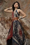 Buy_Bhanuni By Jyoti_Black Viscose Printed Floral V Neck Maxi Dress _Online_at_Aza_Fashions