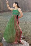 Buy_Bhanuni By Jyoti_Green Viscose Embroidered Bead Work Round Galleria Floral Print Maxi Dress _at_Aza_Fashions