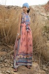 Buy_Bhanuni By Jyoti_Pink Viscose Printed Floral Round Maxi Dress _at_Aza_Fashions