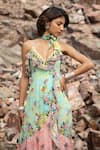 Buy_Bhanuni By Jyoti_Green Viscose Floral Print V Neck Maxi Dress _Online_at_Aza_Fashions
