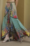 Bhanuni By Jyoti_Blue Viscose Embroidered Bead Work Oceania Printed Skirt _Online_at_Aza_Fashions