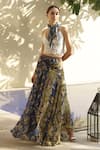 Buy_Bhanuni By Jyoti_Green Viscose Floral Paradise Forest Printed Skirt _at_Aza_Fashions