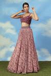Buy_Adi By Aditya Khandelwl_Pink Georgette And Crepe Digital Print, Pearl & Embroidered Crop Top & Skirt Set _at_Aza_Fashions