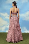 Shop_Adi By Aditya Khandelwl_Pink Georgette And Crepe Digital Print, Pearl & Embroidered Crop Top & Skirt Set _at_Aza_Fashions