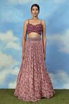 Buy_Adi By Aditya Khandelwl_Pink Georgette And Crepe Digital Print, Pearl & Embroidered Crop Top & Skirt Set _Online_at_Aza_Fashions