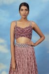 Adi By Aditya Khandelwl_Pink Georgette And Crepe Digital Print, Pearl & Embroidered Crop Top & Skirt Set _at_Aza_Fashions