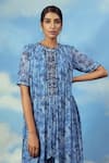 Shop Adi By Aditya Khandelwl Blue Georgette Digital Print, Pearl And Thread Round Floral Tunic & Palazzo Set Online at Aza Fashions Shop_Adi By Aditya Khandelwl_Blue Georgette Digital Print, Pearl And Thread Round Floral Tunic & Palazzo Set _Online_at_Aza_Fashions