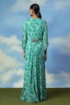 Shop_Adi By Aditya Khandelwl_Green Georgette And Embroidery Digital V Neck Floral Kaftan _at_Aza_Fashions