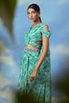 Shop_Adi By Aditya Khandelwl_Green Georgette Print And Embroidery Floral Palazzo Saree With Blouse _Online_at_Aza_Fashions