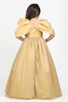 Shop_Jelly Jones_Gold Silk Embroidery Sequin Puff Sleeve Gown _at_Aza_Fashions