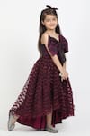 Jelly Jones_Purple Silk Embroidery Fringe Asymmetric Bow Gown _Online_at_Aza_Fashions