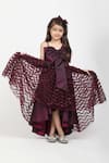 Buy_Jelly Jones_Purple Silk Embroidery Fringe Asymmetric Bow Gown _Online_at_Aza_Fashions