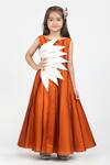 Buy_Jelly Jones_Brown Silk Pleated Gown For Girls_at_Aza_Fashions