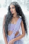 Buy_Sonaakshi Raaj_Purple Swiss Net Pre-draped Saree With Blouse_Online_at_Aza_Fashions
