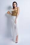 Shop_Sonaakshi Raaj_White Lycra Embellished Draped Gown_Online_at_Aza_Fashions