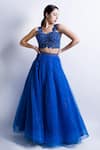 Buy_Sonaakshi Raaj_Blue Swiss Net Embellished Skirt With Draped Blouse_Online_at_Aza_Fashions